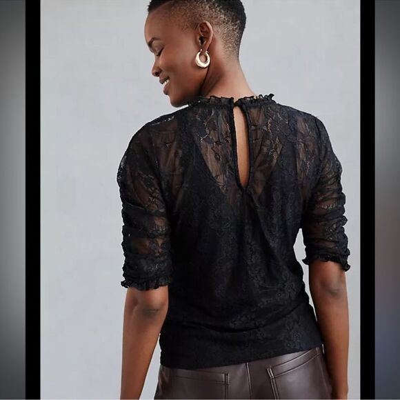 By Anthropologie V Neck Lace Blouse - Picture 2 of 6